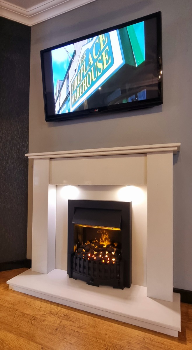 KANTON MARBLE FIREPLACE WITH LED DOWNLIGHTS