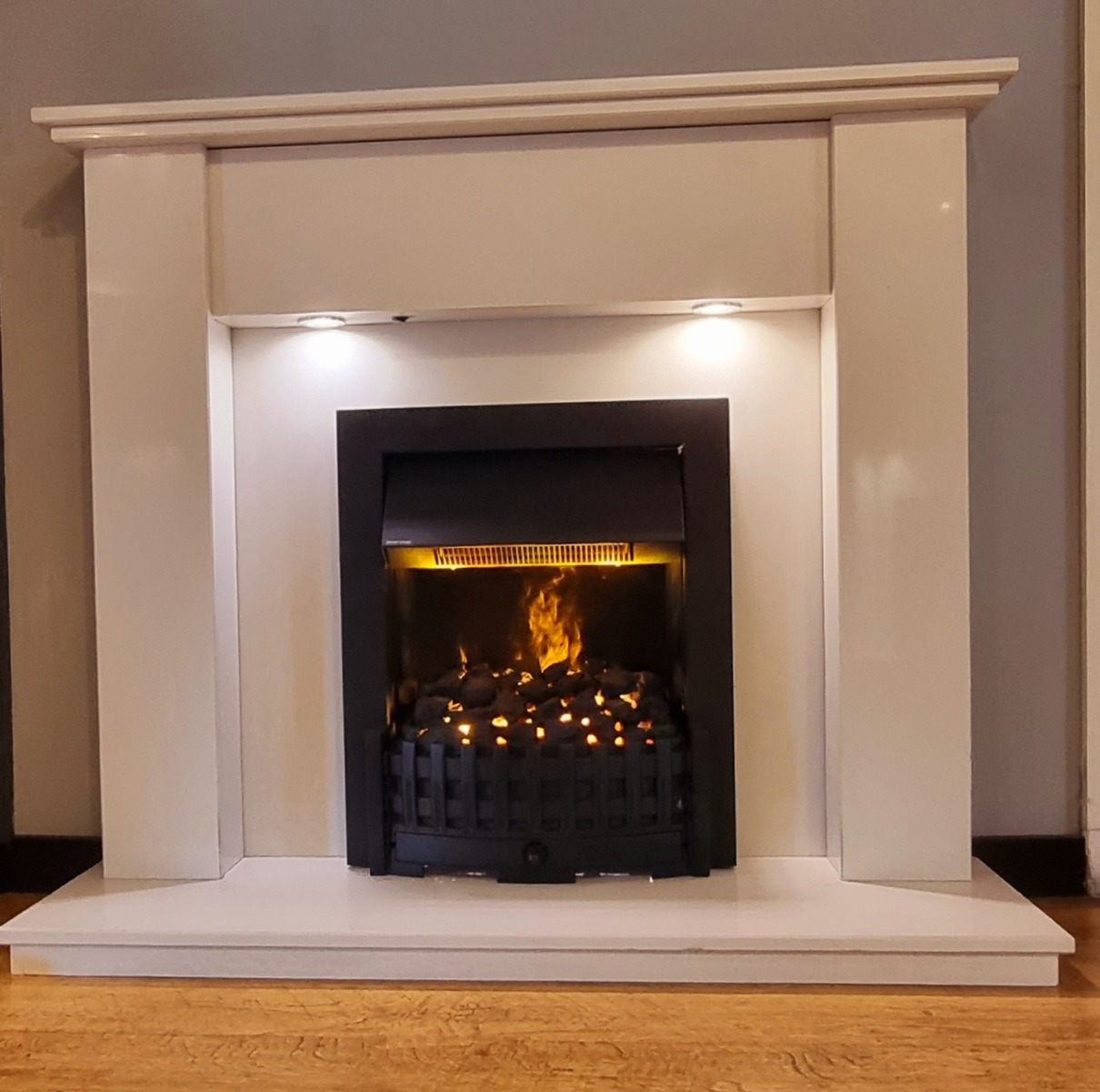KANTON MARBLE FIREPLACE WITH LED DOWNLIGHTS