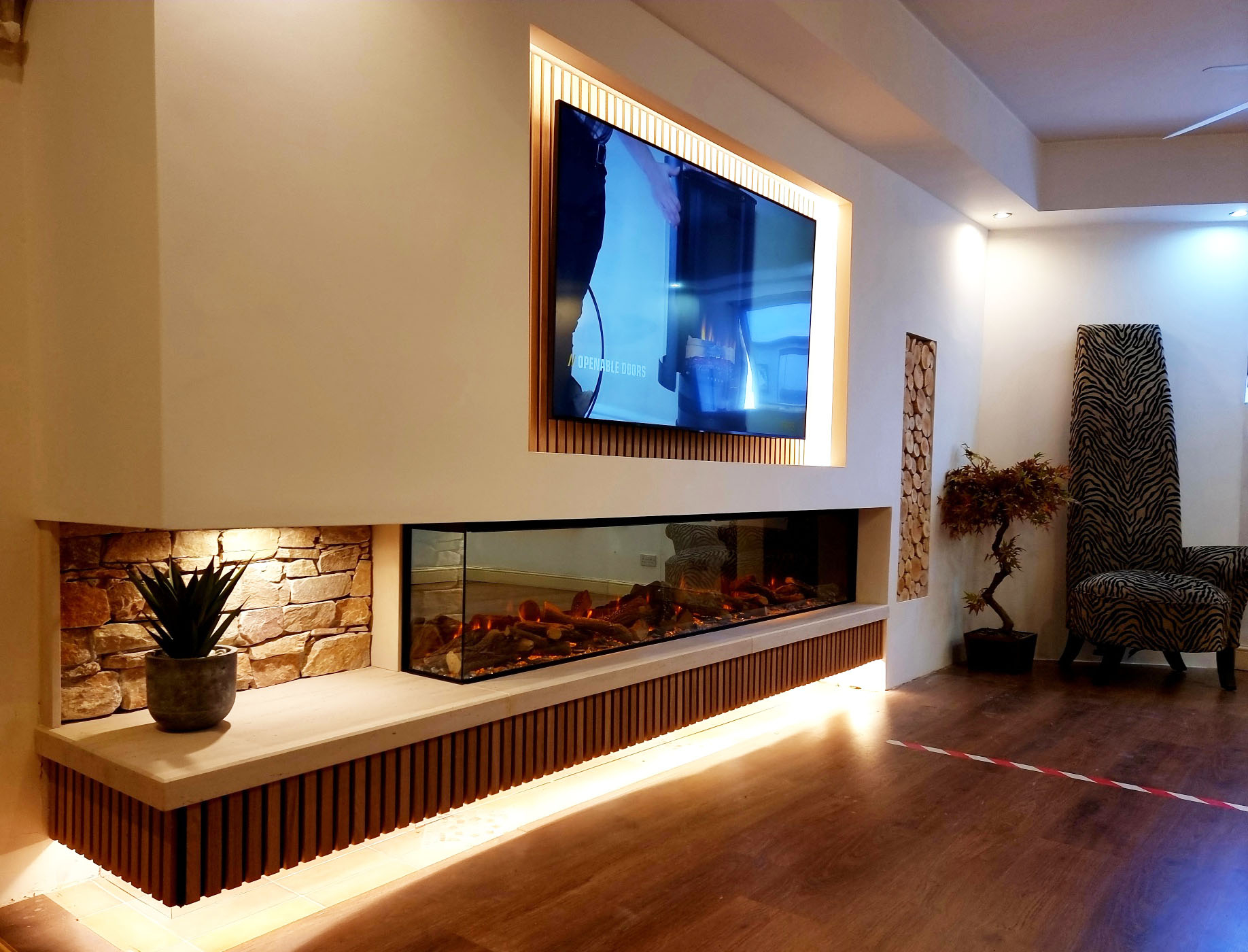 New Forest 2400 Black Edition LED electric media wall fire