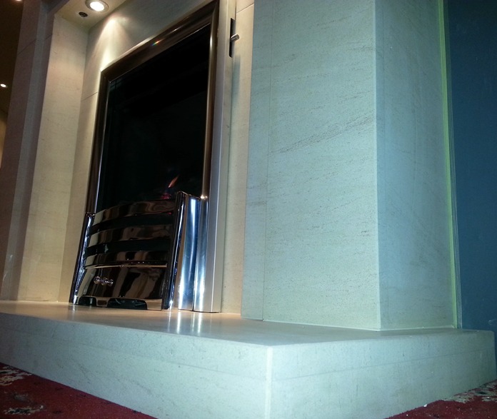 Aprica 54" Limestone fireplace with lights