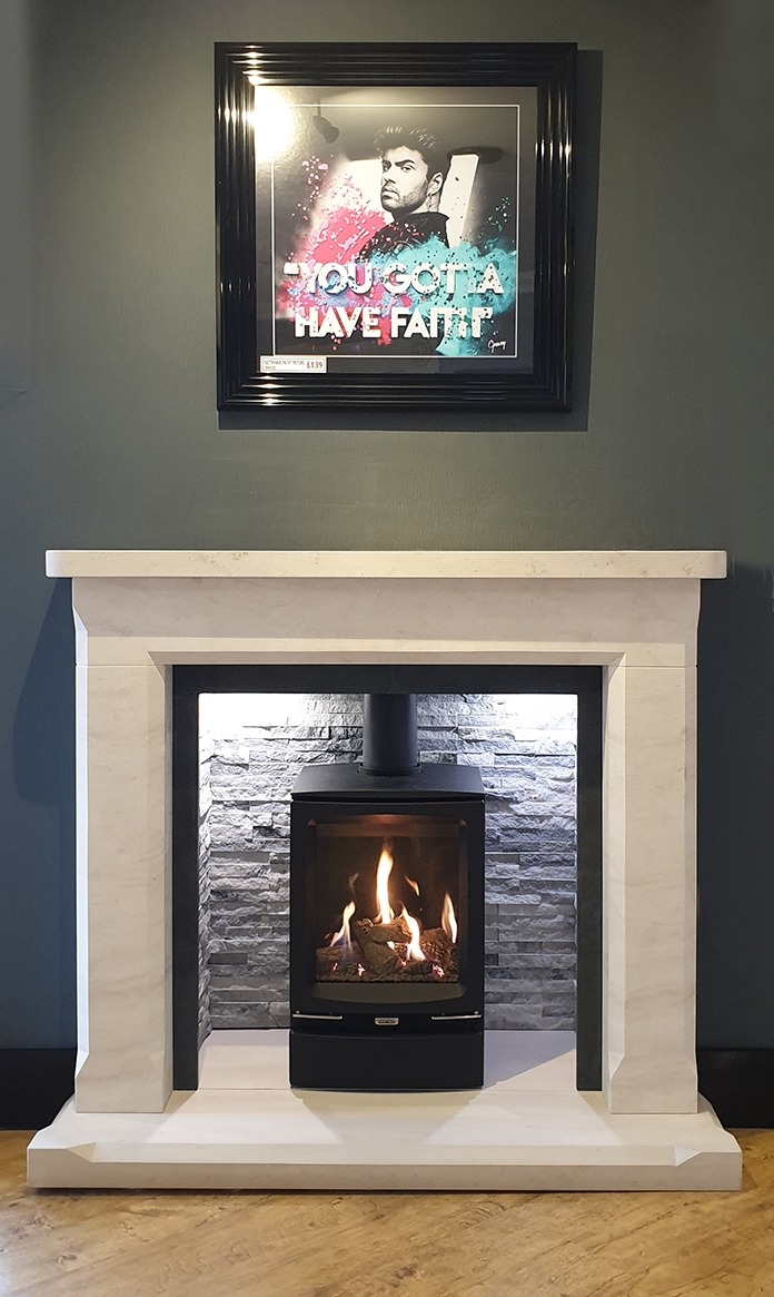 Balboa Limestone Fireplace with chamber