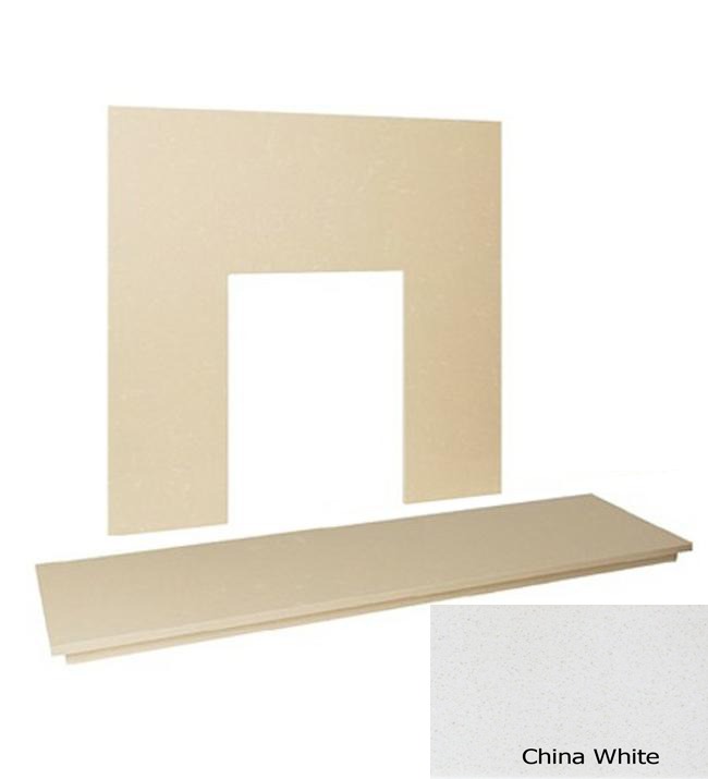 54&Prime; Marble hearth & back panel set - China White Marble