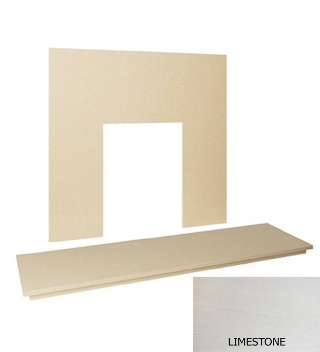 54&Prime; Limestone hearth & back panel set - Natural Limestone