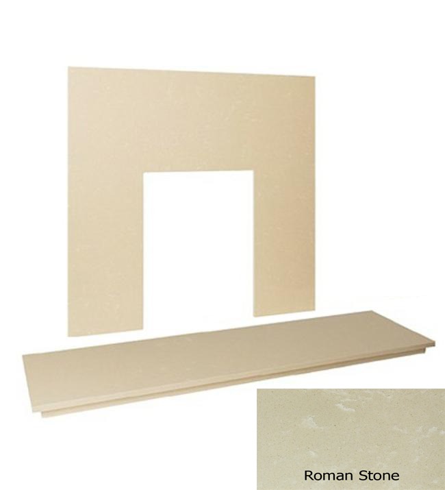 54&Prime; Marble hearth & back panel set - Roman Stone