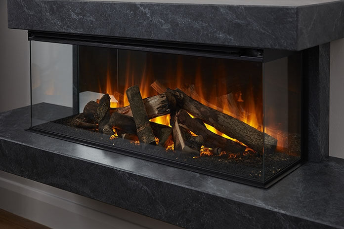 Brockenhurst 1200 Black Edition electric suite with New Forest 1200 Fire