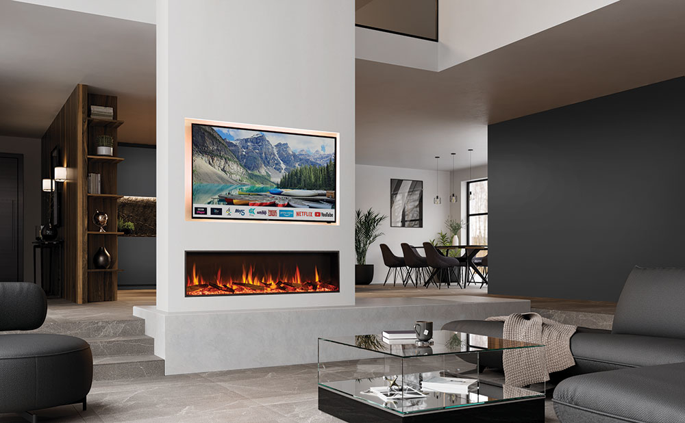 GAZCO e-STUDIO 165R LED ELECTRIC MEDIA WALL FIRE