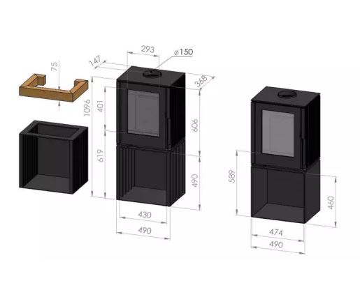 Qudos Haarlem stove with ribbed pedestal base