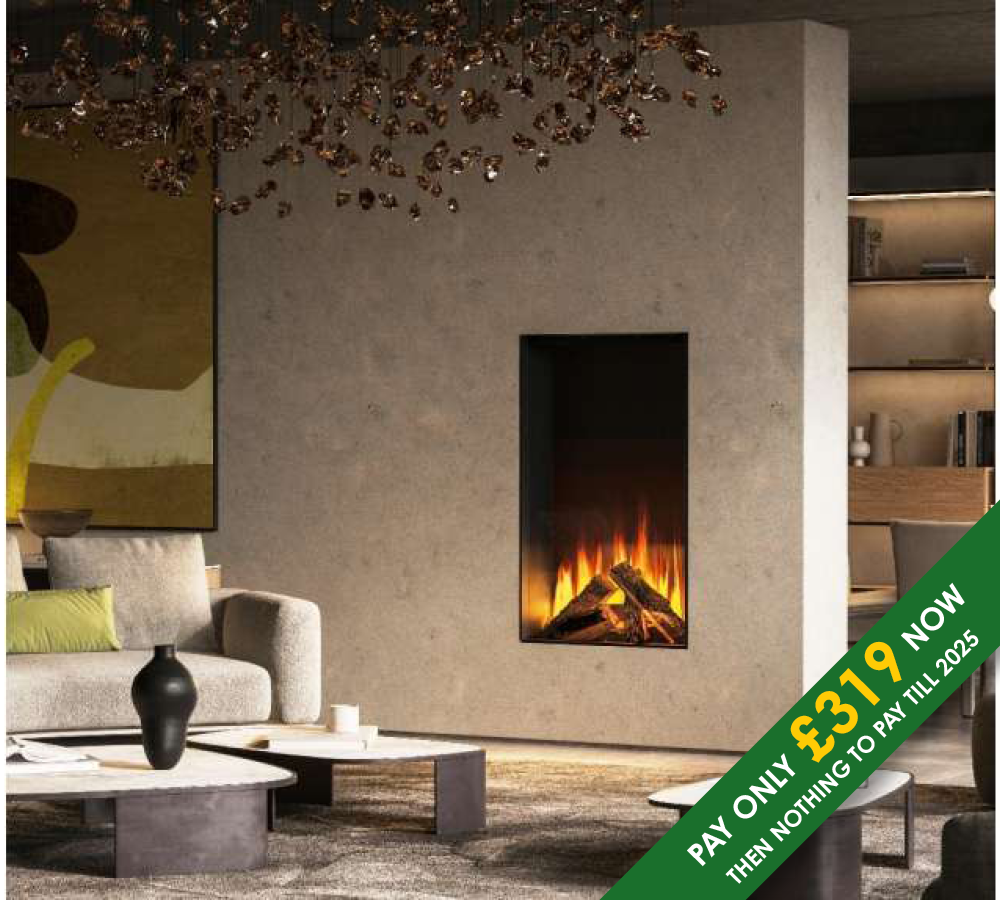British Fires Knightwood Black Edition LED electric media wall fire