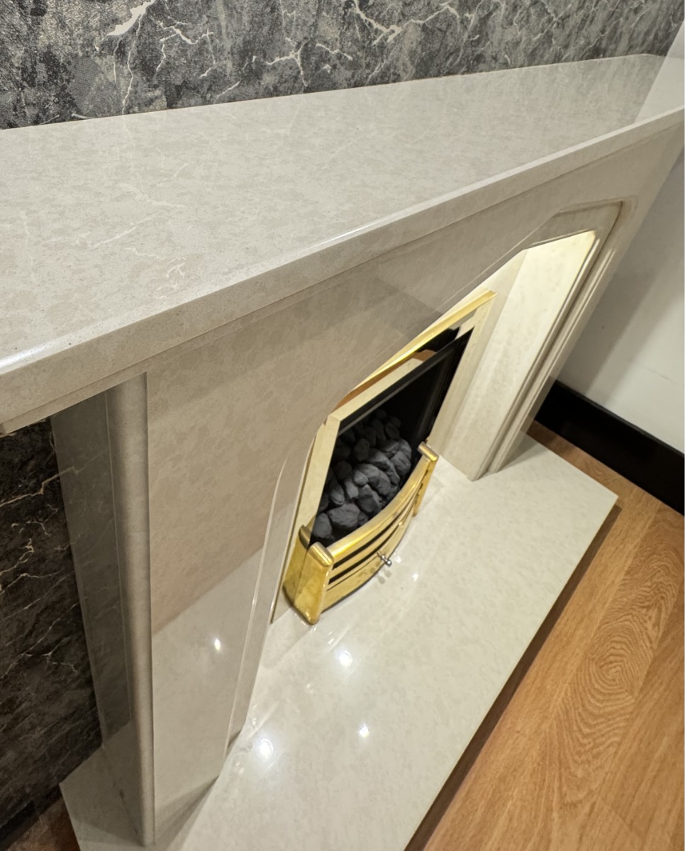 MERIDEN MARBLE FIREPLACE WITH LED DOWNLIGHTS
