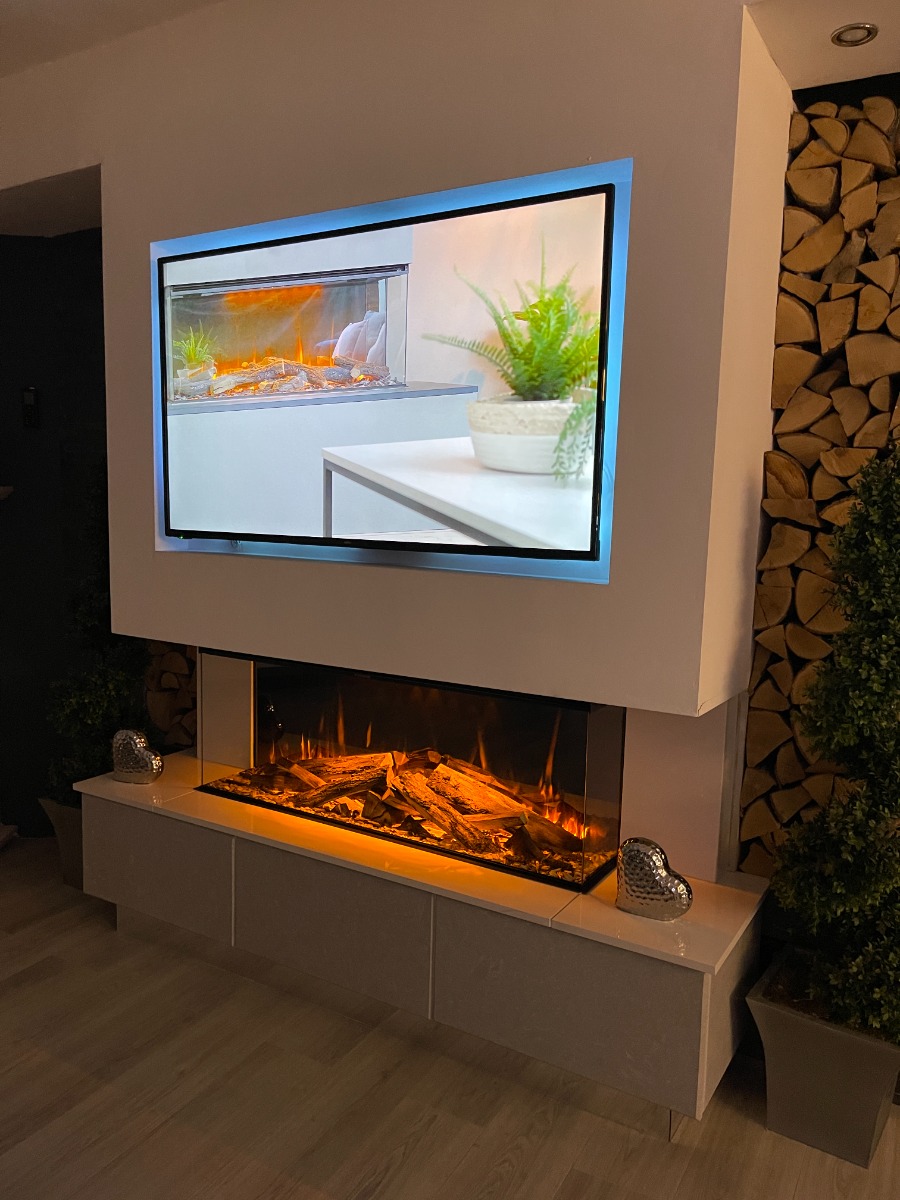 New Forest 1200 Black Edition LED electric media wall fire