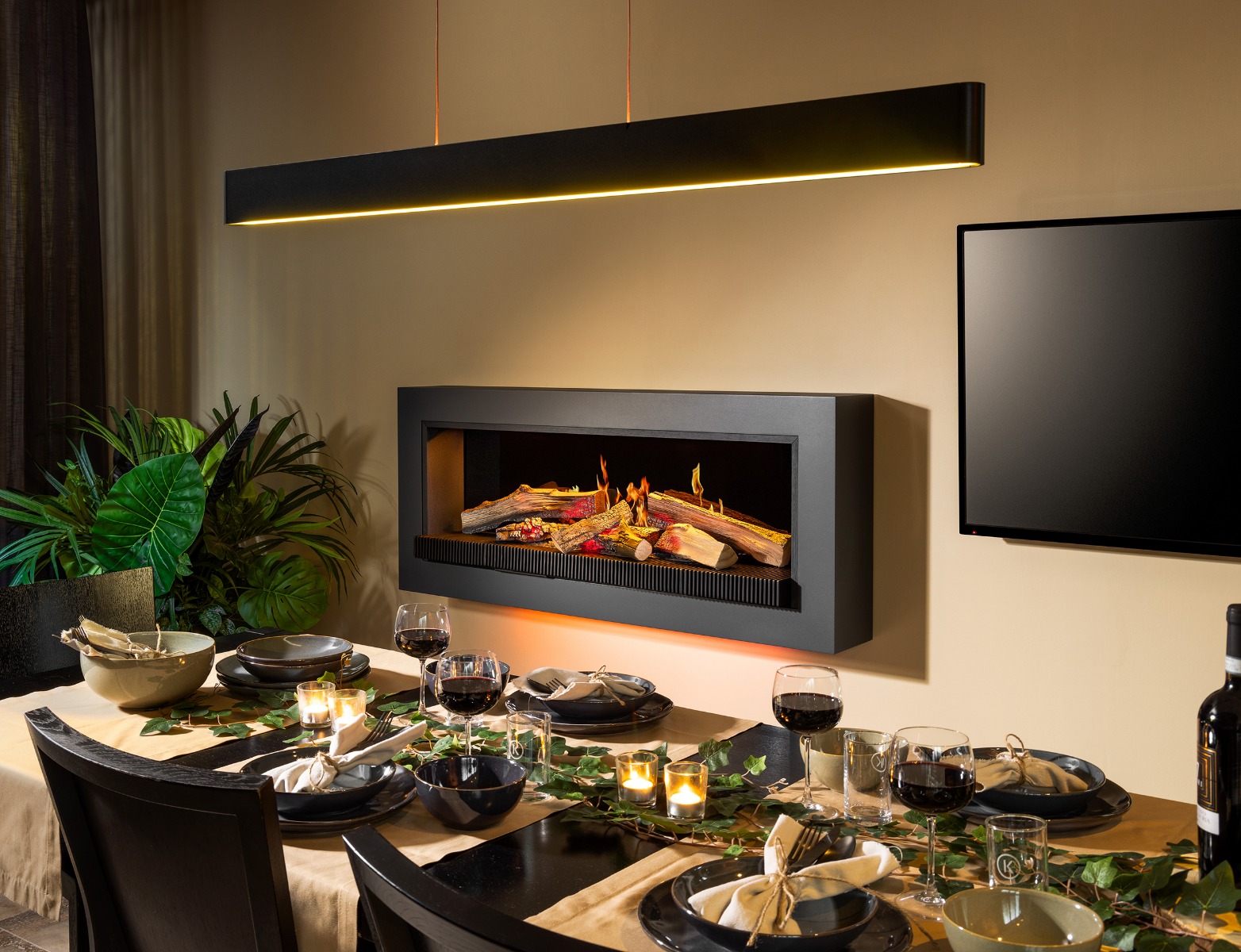 KalFire E-55 LED electric media wall fire