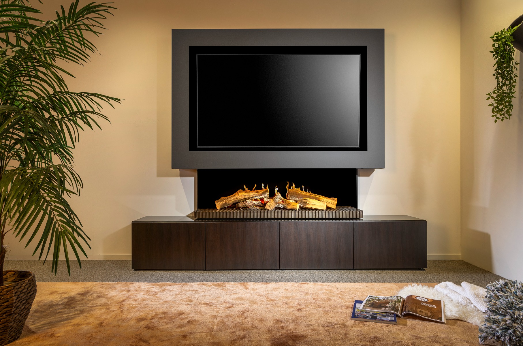 KalFire E-65 LED electric media wall fire