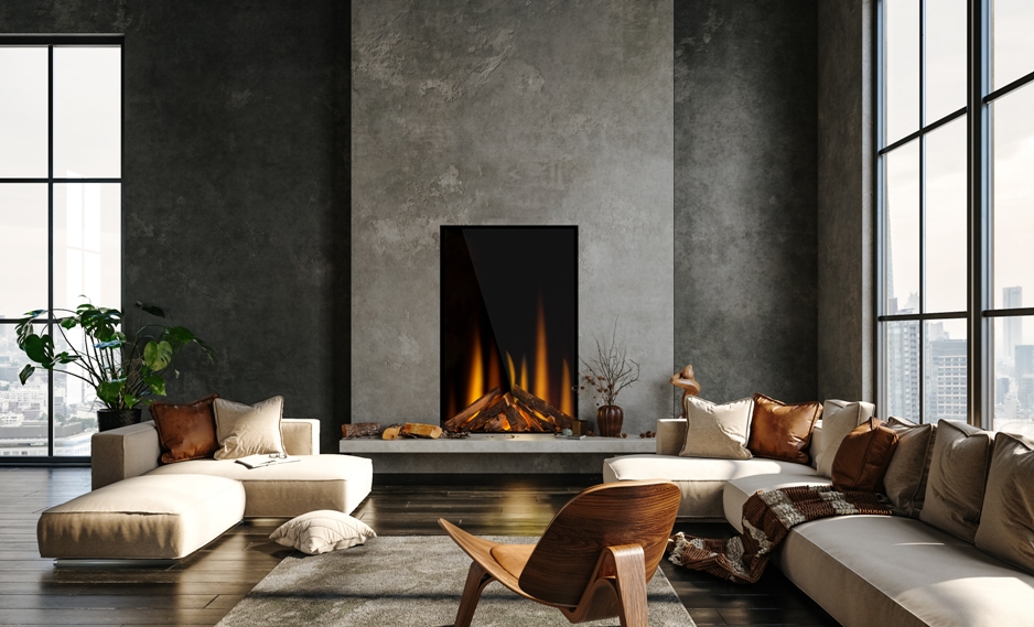 British Fires Knightwood Black Edition LED electric media wall fire