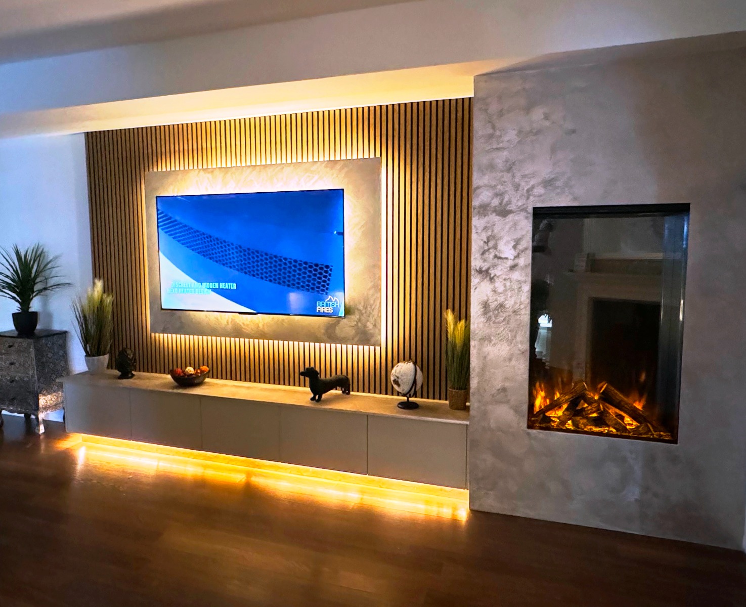 British Fires Knightwood LED electric media wall fire