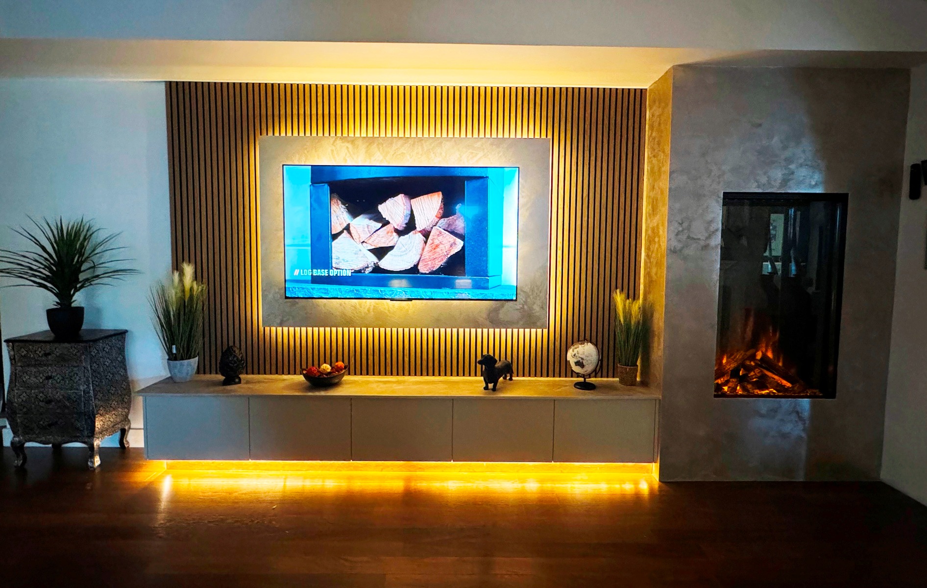 British Fires Knightwood LED electric media wall fire