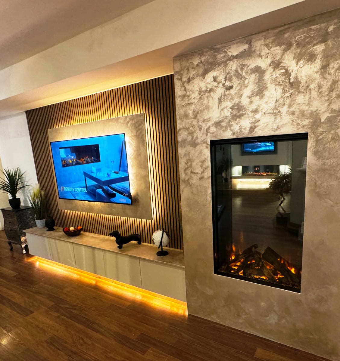 British Fires Knightwood LED electric media wall fire