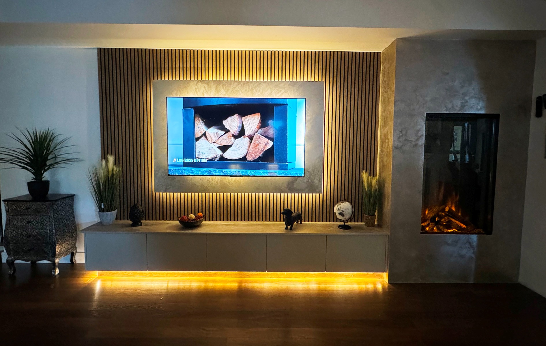 British Fires Knightwood LED electric media wall fire