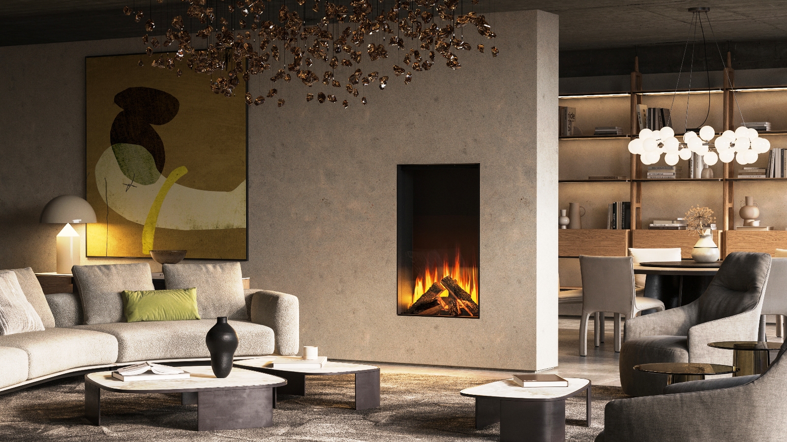 British Fires Knightwood Black Edition LED electric media wall fire