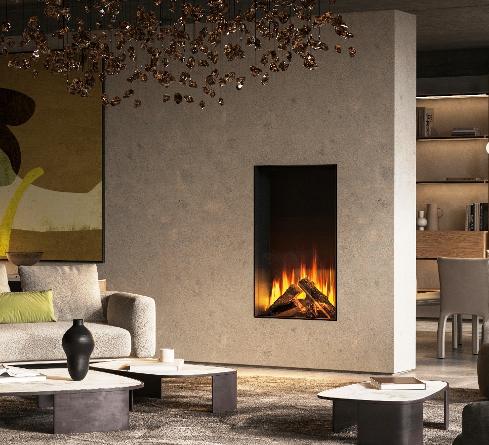 British Fires Knightwood Black Edition LED electric media wall fire