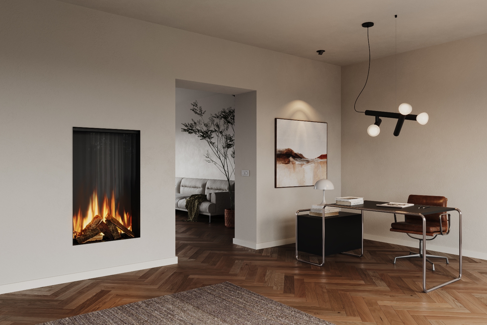 British Fires Knightwood Black Edition LED electric media wall fire