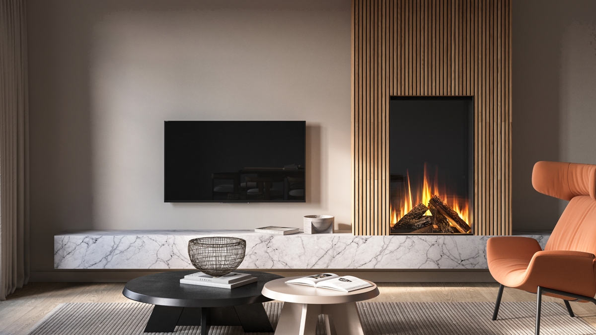 British Fires Knightwood Black Edition LED electric media wall fire