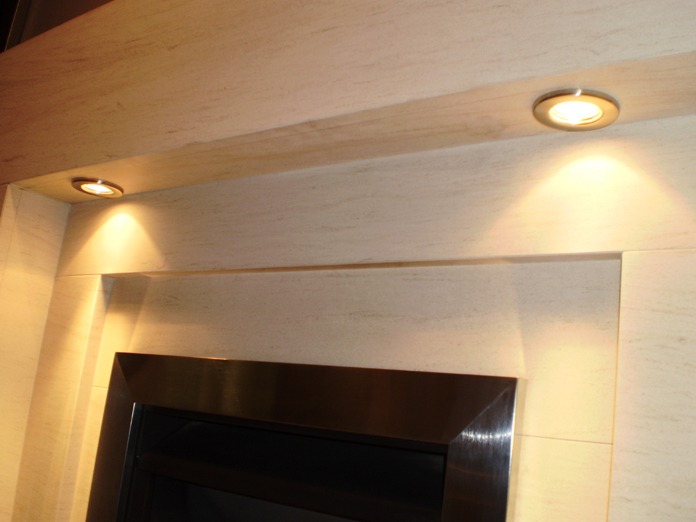 Lister limestone  fireplace with lights