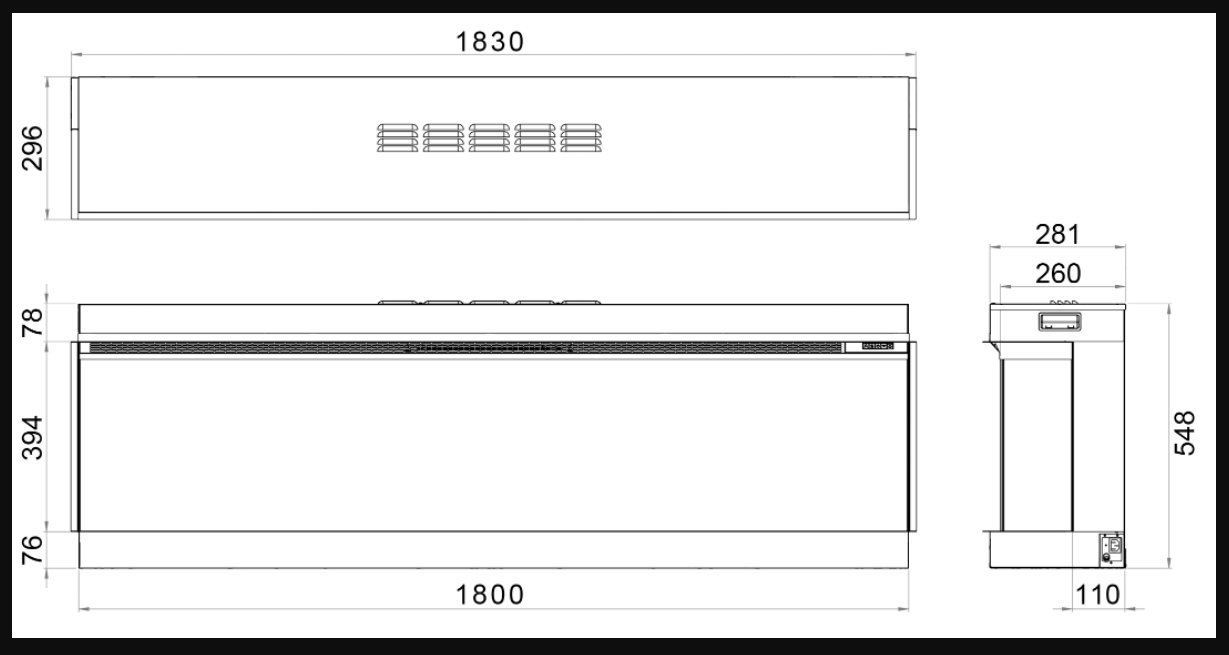 Vision e-Line Solus VS180 led electric fire